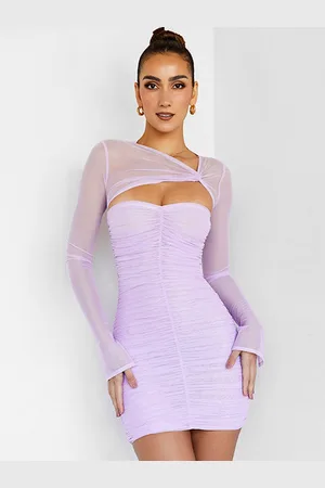 LULU & SKY Long Sleeves Gathered Bodycon Dress