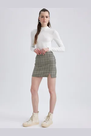 DeFacto Checked A-Line Mini Skirts
