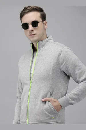 Park Avenue Solid Mock Collar Front-Open Casual Sweatshirt