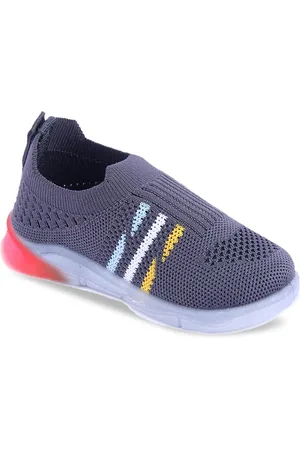 NEOBABY Kids Striped First Walking LED Lightweight Slip-On Sneakers