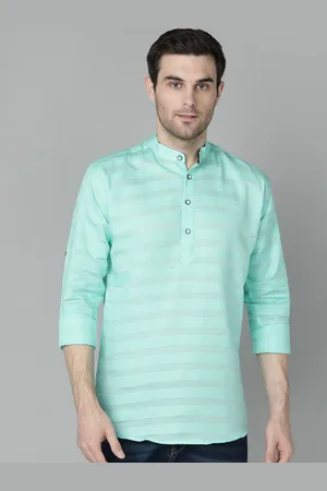 FUBAR Regular Fit Striped Printed Band Collar Long Sleeve Shirt