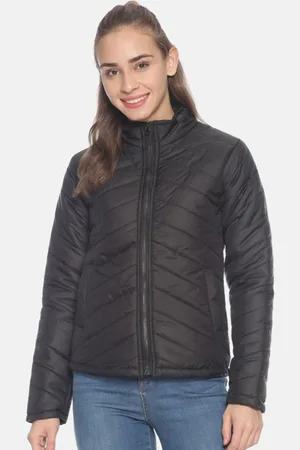 Campus Black Mock Collar Windcheater Padded Jacket
