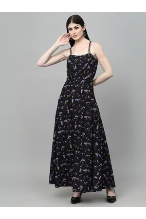 Aayu Floral Printed Shoulder Straps Maxi A-Line Dress