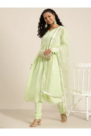 HERE&NOW Women A-Line Kurta with Churidar & Gotta Patti Dupatta