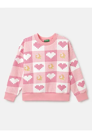 Benetton Girls Geometric Printed Pullover Sweatshirt