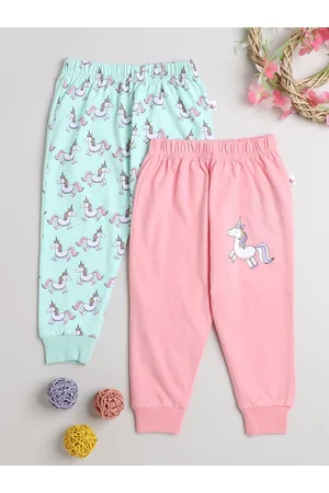 BUMZEE Girls Pack Of 2 Printed Cotton Mid-Rise Joggers