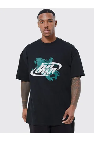 Boohoo Homme Smoke Printed Drop-Shoulder Sleeves Pure Cotton Oversized T-shirt