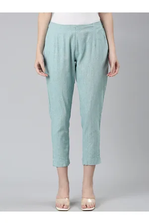 Marcia Women Tapered Fit Pure Cotton Cropped Cigarette Trousers