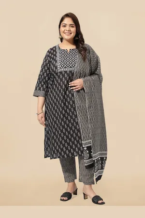 Mirchi Fashion Floral Printed Pure Cotton Thread Work Kurta With Trousers & Dupatta