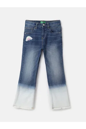 Benetton Girls Bootcut Ombre Clean Look Heavy Fade Stretchable Jeans