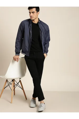 Invictus Men Navy Blue Solid Bomber Jacket