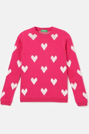 Benetton Girls Conversational Printed Cotton Pullover