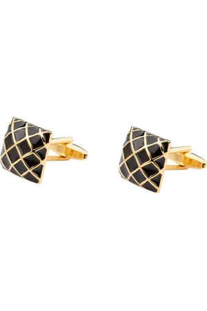 The Tie Hub Black & Gold-Toned Square Cufflinks