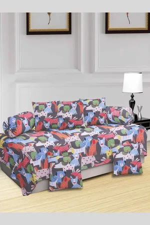 KLOTTHE Kids Red & Blue 8 Pieces Printed Diwan Set