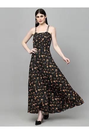 Aayu Floral Printed Shoulder Straps Maxi Dress