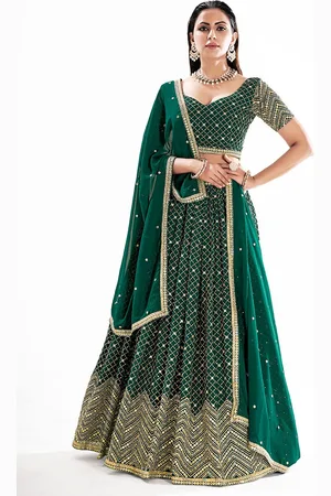 SHOPGARB Embroidered Sequinned Semi-Stitched Lehenga & Unstitched Blouse With Dupatta