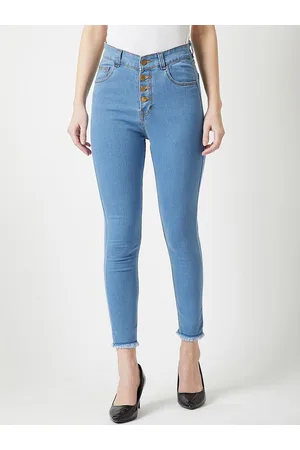 DressBerry Women Blue Skinny Fit Clean Look Stretchable Cropped Jeans