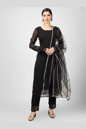 Celebravo Long Sleeves Straight Georgette Kurta with Trousers & Dupatta