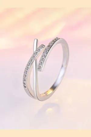 Jewels Galaxy Silver-plated AD-studded Adjustable Finger Ring