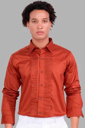 FRENCH CROWN Men Orange Standard Opaque Casual Shirt