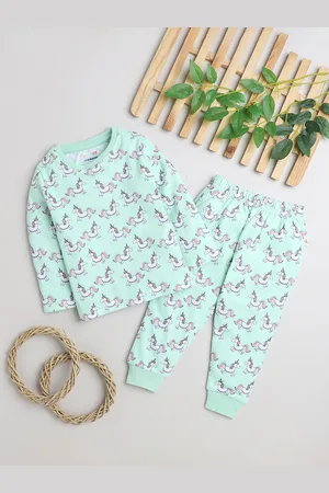 BUMZEE Girls Conversatinal Printed Pure Cotton T-shirt With Pyjamas