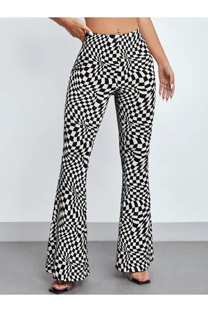 BAESD Women Checked Slim Fit Smart Wrinkle Free Bootcut Trousers