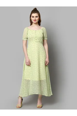 Aayu Floral Printed Puff Sleeves Georgette Maxi A-Line Dress