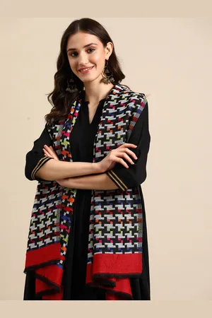 Sangria Women Geometric Woven Design Acrylic Stole