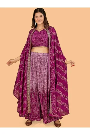 CHANSI Ethnic Motifs Printed Gotta Patti Top with Palazzos & shrug