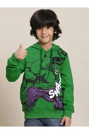 Kidsville Boys Hulk Printed Hooded Pullover Sweatshirt
