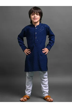 VESHAM Boys Floral Embroidered Regular Sequinned Kurta With Pyjamas