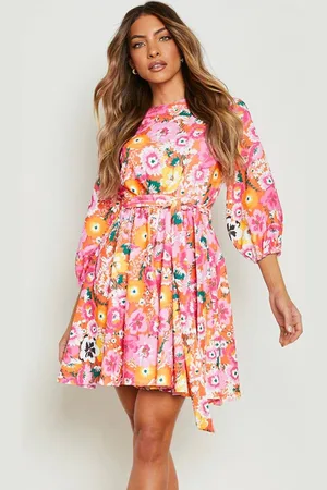 Boohoo Floral Print A-Line Mini Dress