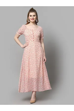 Aayu Floral Printed Puff Sleeve Georgette Maxi Dress
