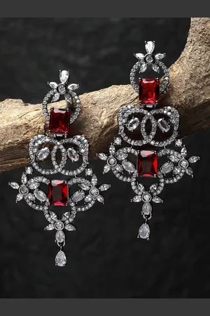 karatcart Silver-Plated Contemporary Drop Earrings