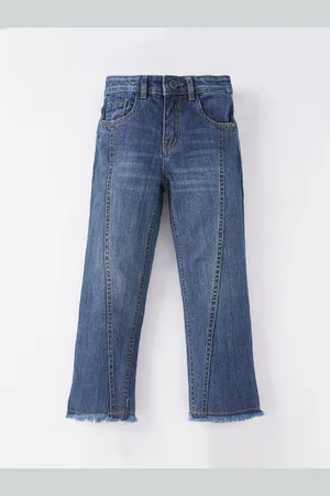 Ed-a-Mamma Girls Straight Fit Light Fade Frayed Stretchable Jeans