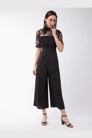 DressBerry Black High Neck Lace Basic Jumpsuit