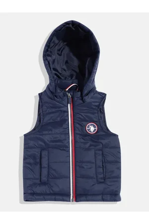 Ralph Lauren Boys Solid Hooded Gilet Puffer Jacket With Brand Logo Applique Detail