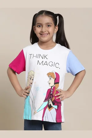 Kidsville Girls Frozen Printed Pure Cotton T-Shirt