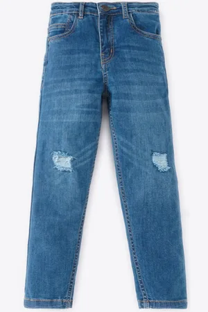 Ed-a-Mamma Boys Slim Fit Mildly Distressed Light Fade Stretchable Jeans