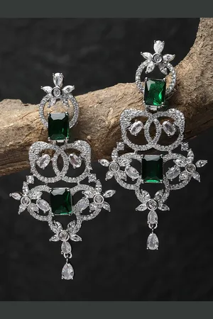 karatcart Silver-Plated Contemporary Drop Earrings