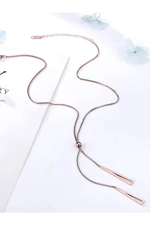 Designs & You Rose Gold-plated Stainless Steel Geometric Tassel Pull-out Pendant