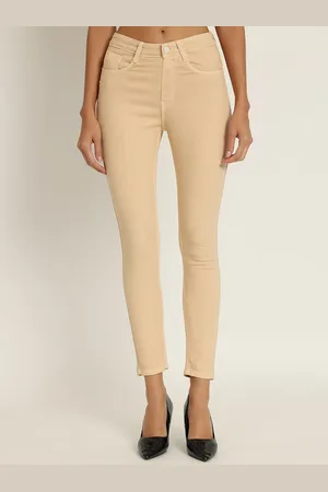 AngelFab Women Jean Skinny Fit High-Rise Coloured Shade Clean Look Cotton Cropped Jeans