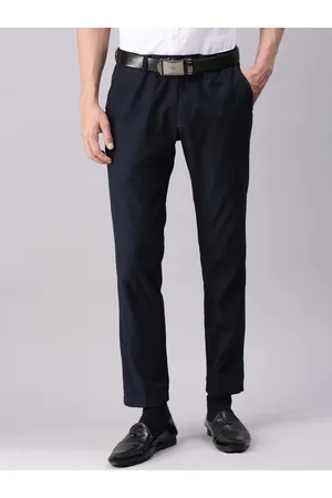 Kryptic Men Tapered Fit Mid-Rise Cropped Formal Trousers