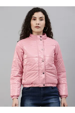 Campus Women Pink Solid Bomber Jacket