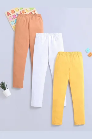 Nino Bambino Girls Pack Of 3 Mid-Rise Pure Cotton Ankle-Length Leggings