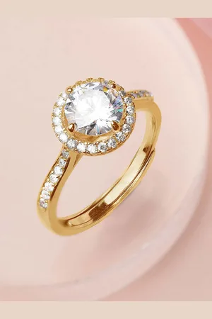 Zavya Women Gold-Plated CZ Studded Sterling Silver Finger Ring