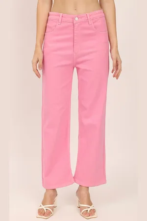 AngelFab Women Jean Straight Fit High-Rise Clean Look Cotton Cropped Jeans