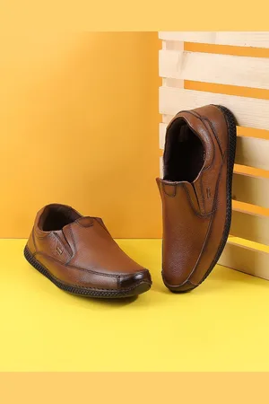 Metro Men Textured Leather Formal Slip-On Shoes