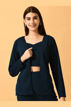 DressBerry Navy Blue Lightweight Longline Tailored Jacket