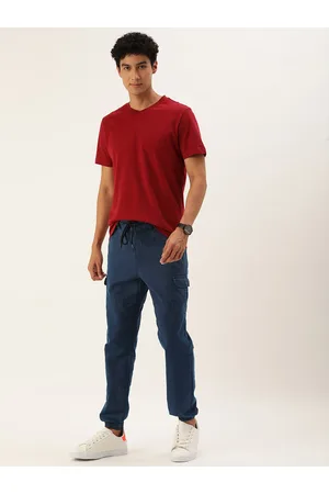 IVOC Men Solid Cotton Cargo Pocket Joggers